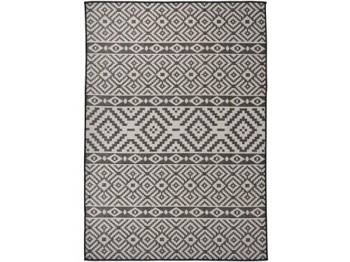 Buitenkleed met Patroon Platte Weef 140x200 cm Zwart - Weerbestendig