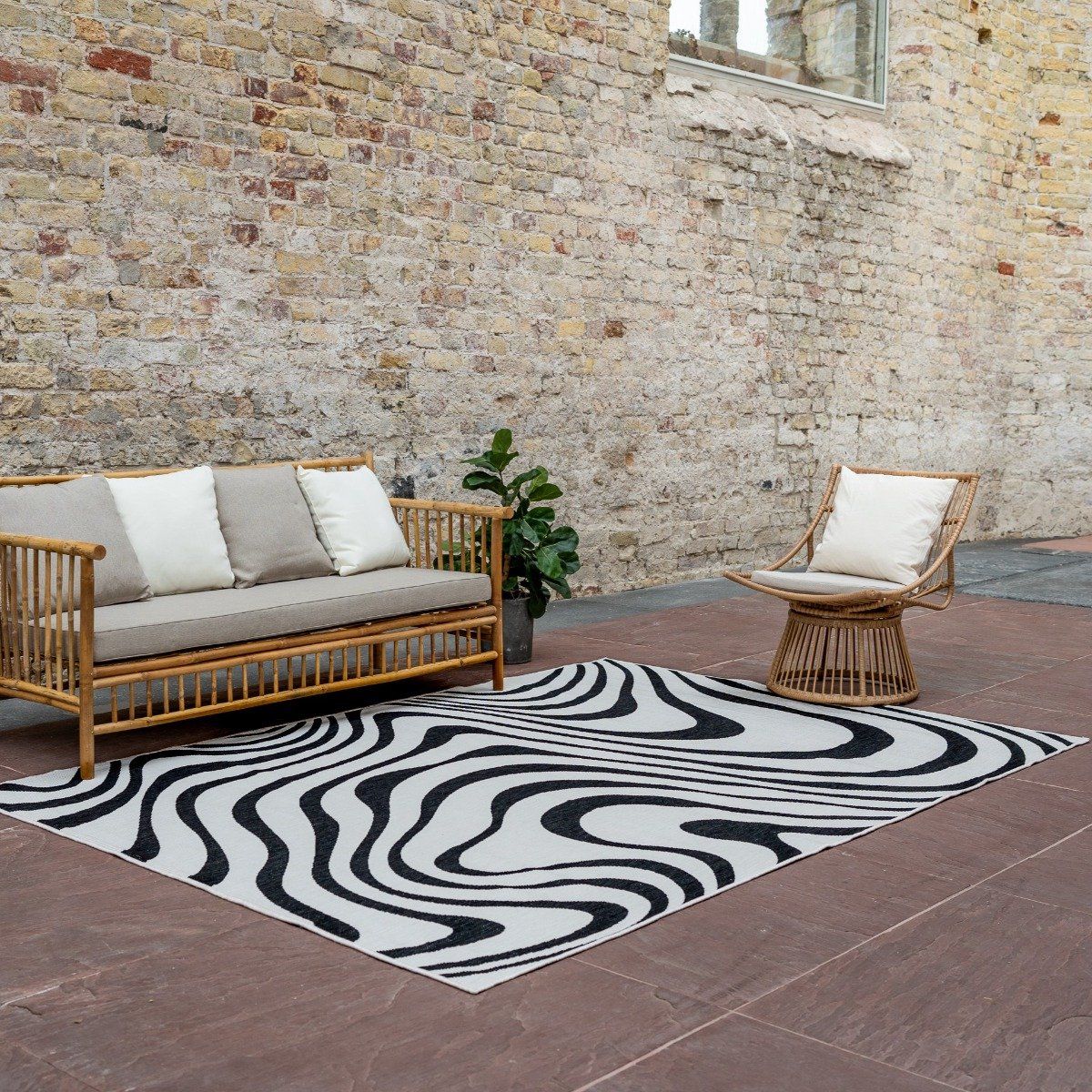 buitenkleed swirl rechthoek zwart dubbelzijdig 200 x