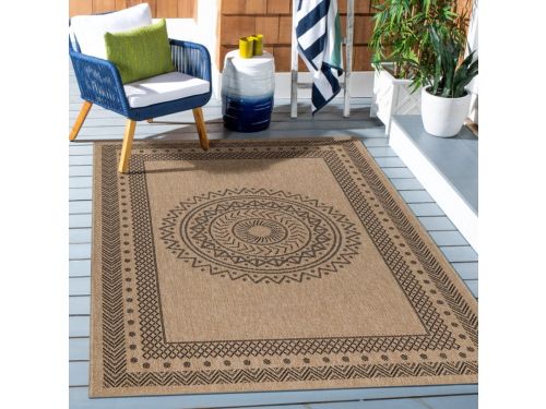 Buitenkleed, vintage design, zwart, polypropyleen, voor balkon en keuken 200x290
