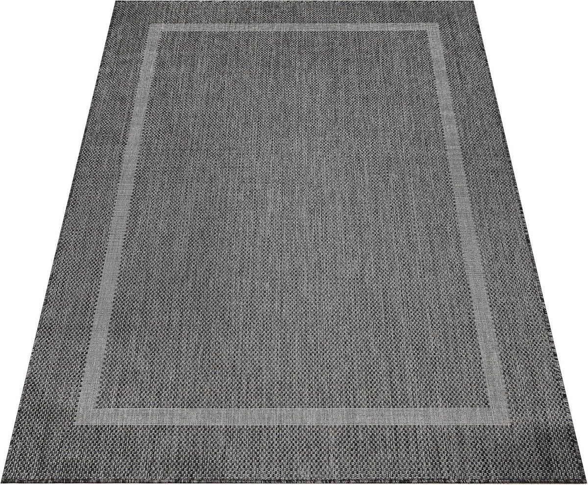 buitentapijt 160×230 cm zwart laagpolig voor balkon terras en tuin