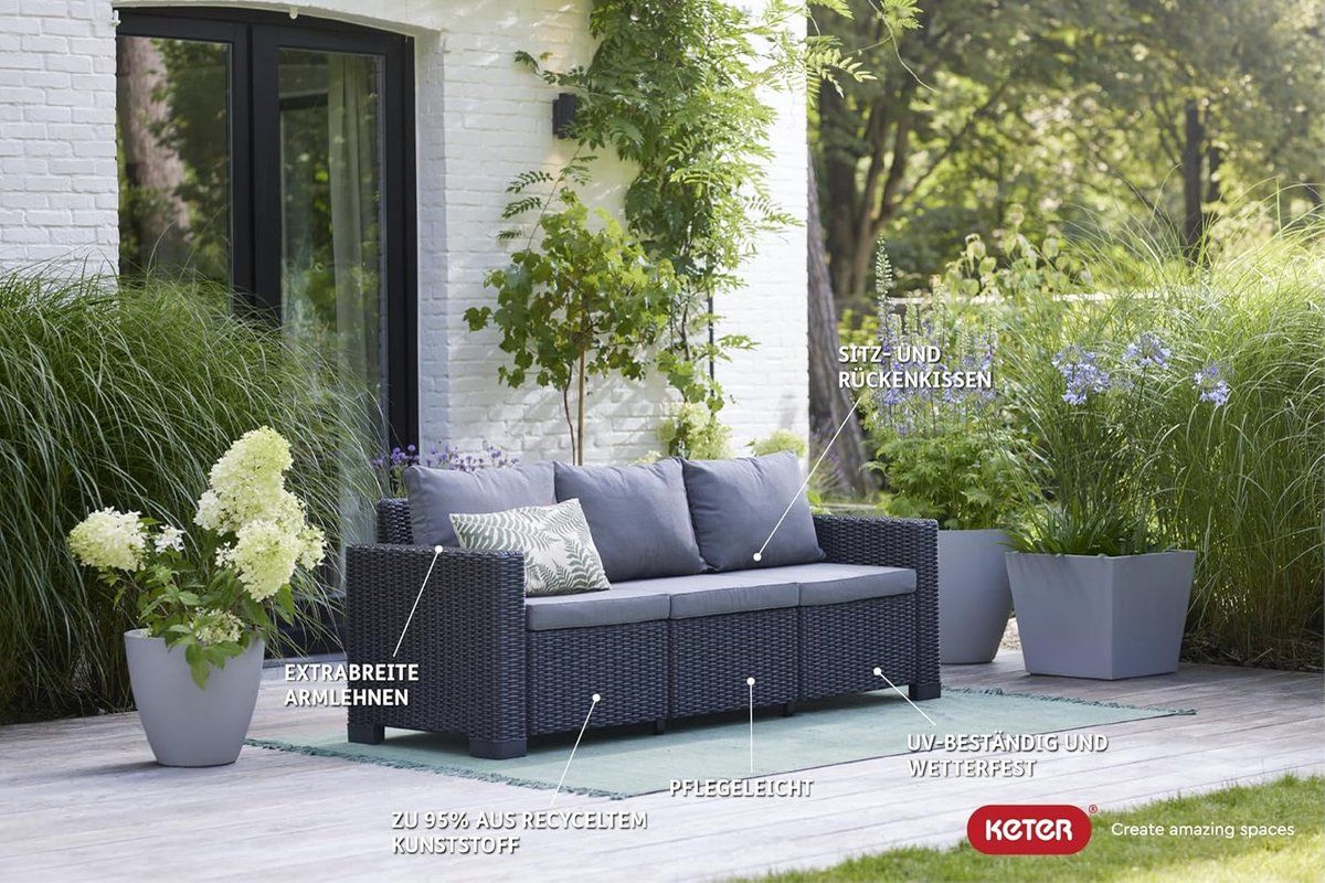 calabria luxe 3 zits rattan lounge tuinbank met kussens 199 x