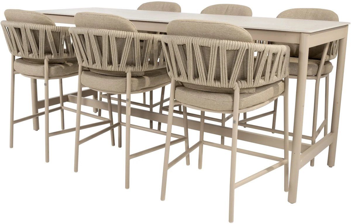 calma high dining tuinset 7 delig latte aluminium rope taste