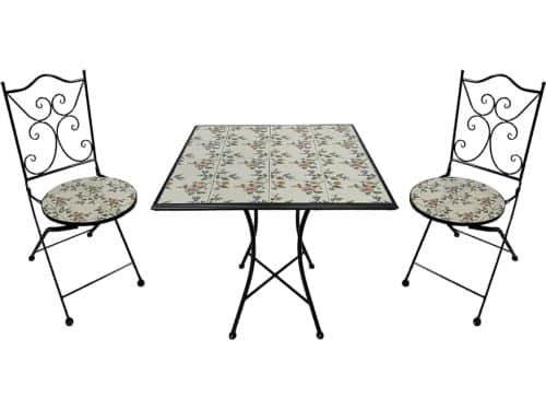 Camilla 3-delige Mozaïek Bistroset Bloemen Roze | Bistro Set met