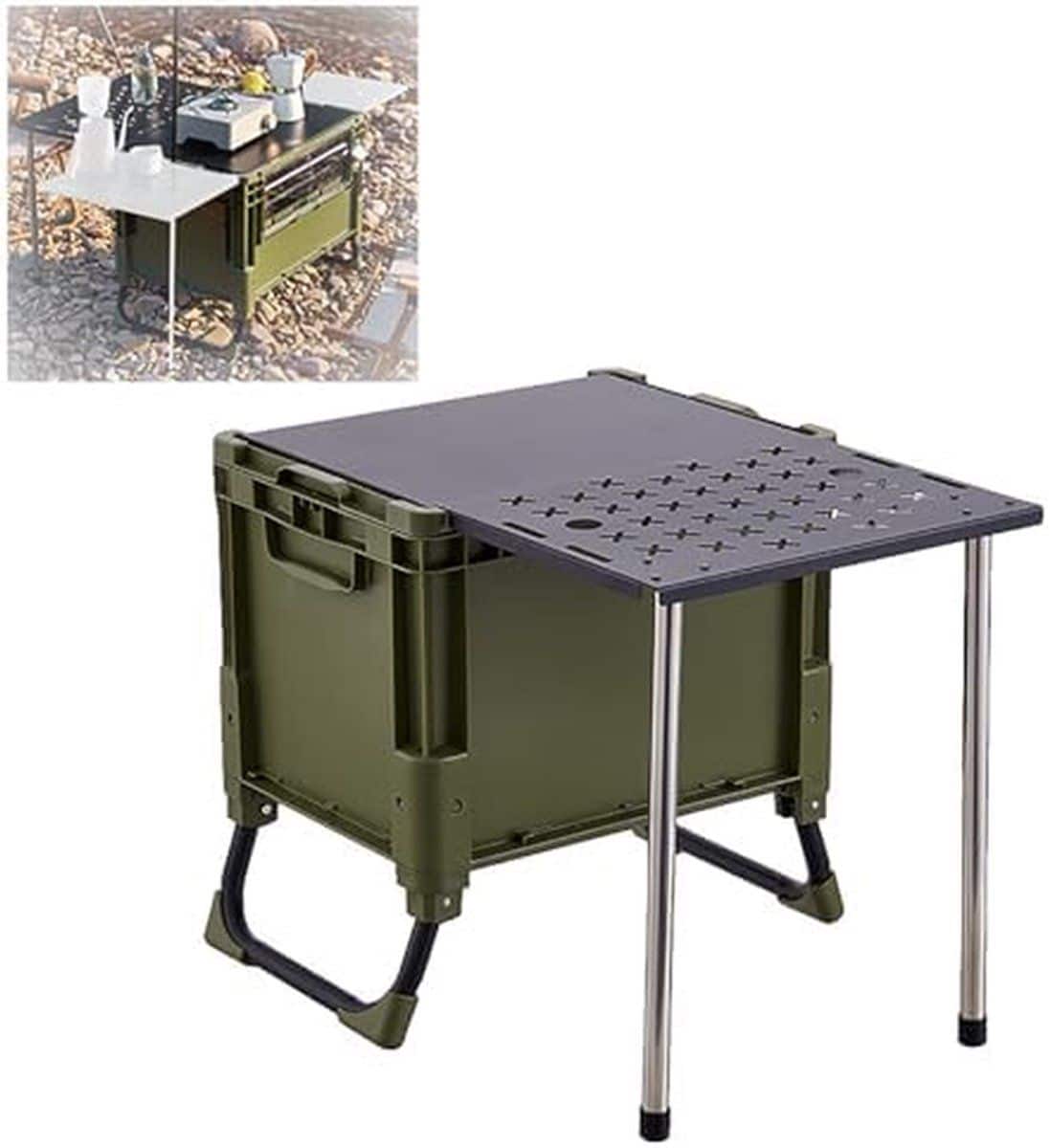 campingtafel opbergbox picknickkeuken buiten koken magnetische deur
