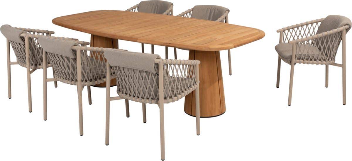 capri allora dining tuinset 240x110xh75 cm 7 delig teak latte