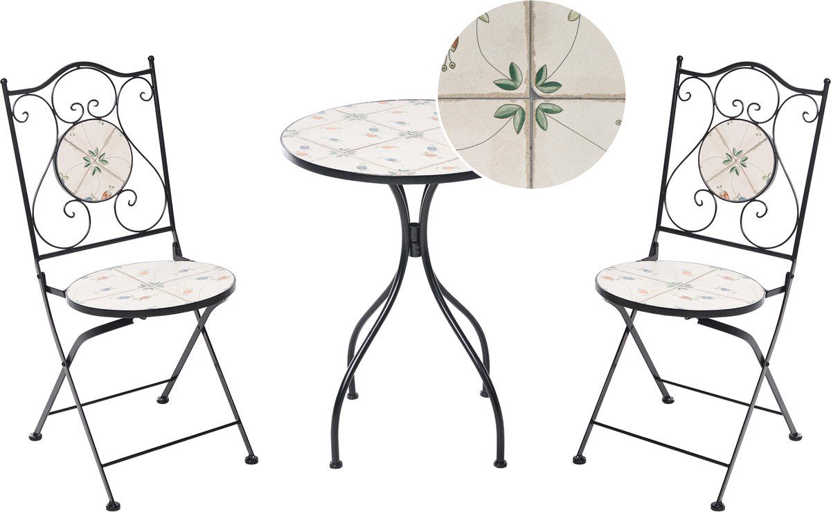 carona bistroset zwart metaal/keramiek