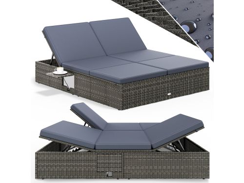 Casaria Ligbed - Tweepersoons Polyrattan 200x160cm Verstelbaar - Grijs