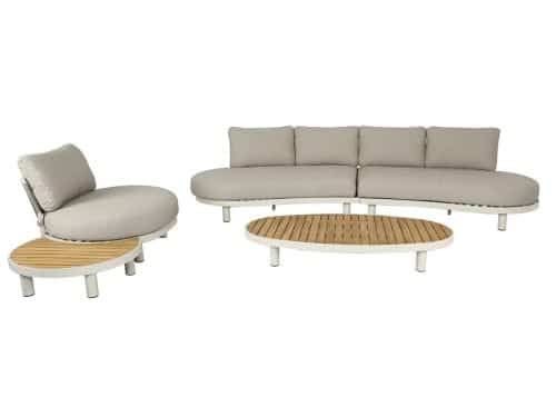 Castello organische stoel bank loungeset 5 delig latte zand aluminium
