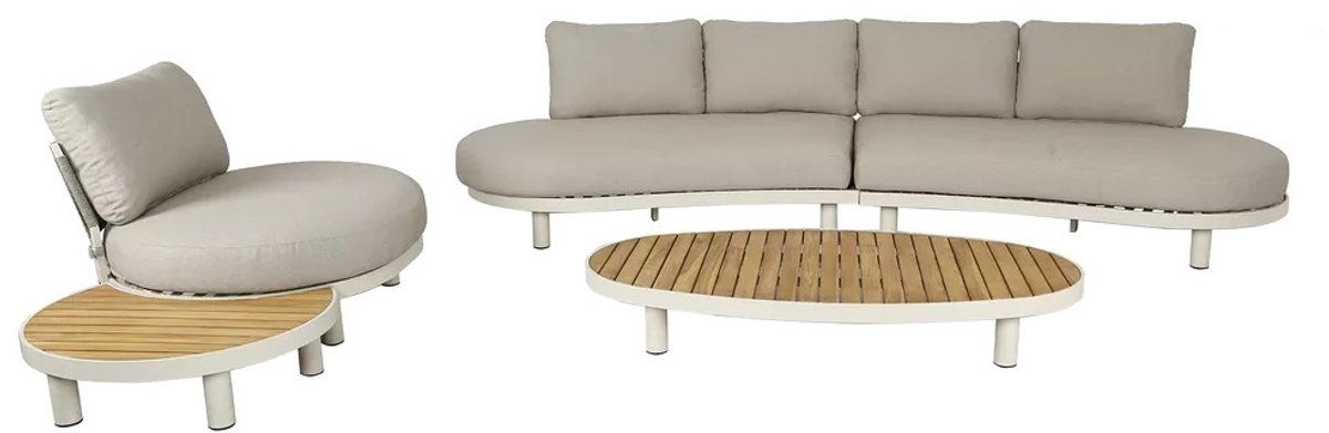castello organische stoel bank loungeset 5 delig latte zand aluminium