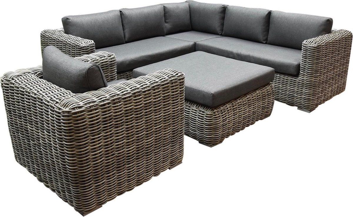 cervo hoek loungeset 5 delig grijs wicker