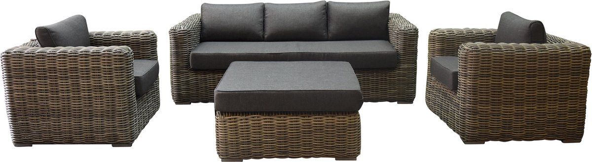 cervo stoel bank loungeset 4 delig grijs wicker