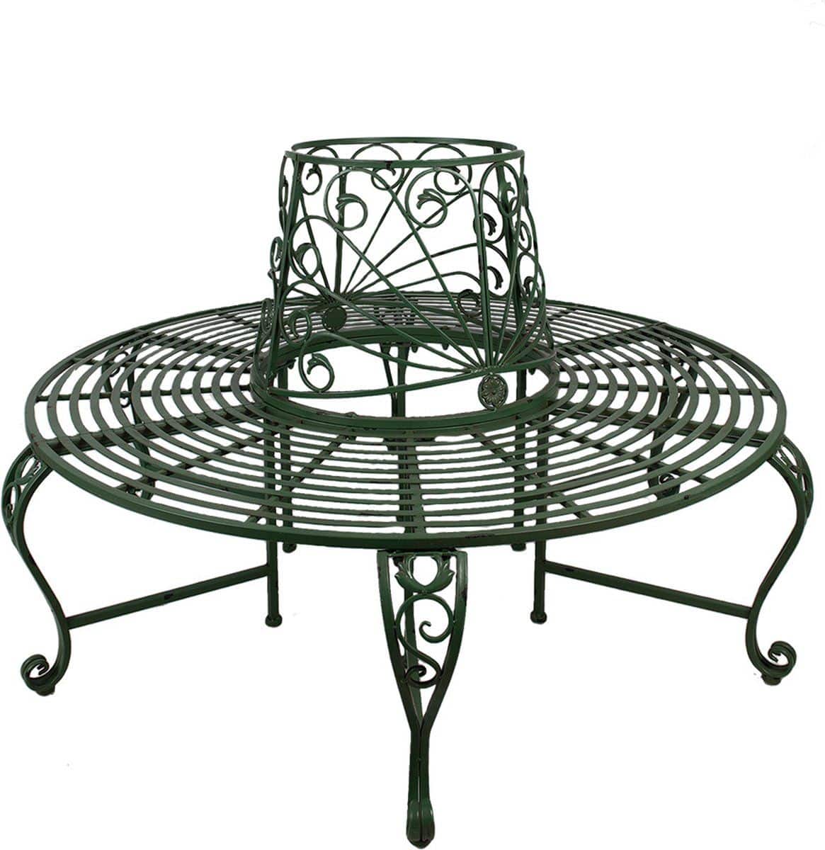 clayre & eef tuinbank Ø 152×89 cm groen metaal