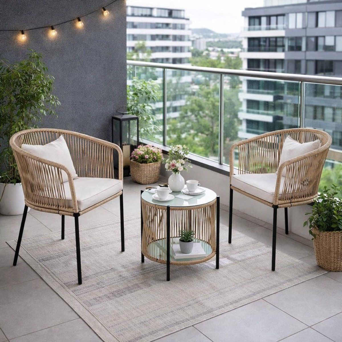 clvp® balkonset twee personen stoelen en tafel beige