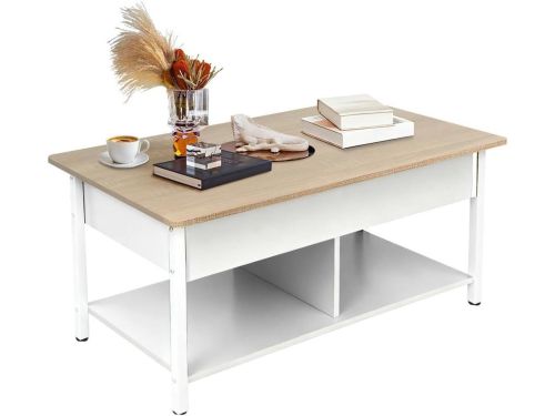 Coffee Table 3-in-1 with Hidden Compartments and Open Shelf