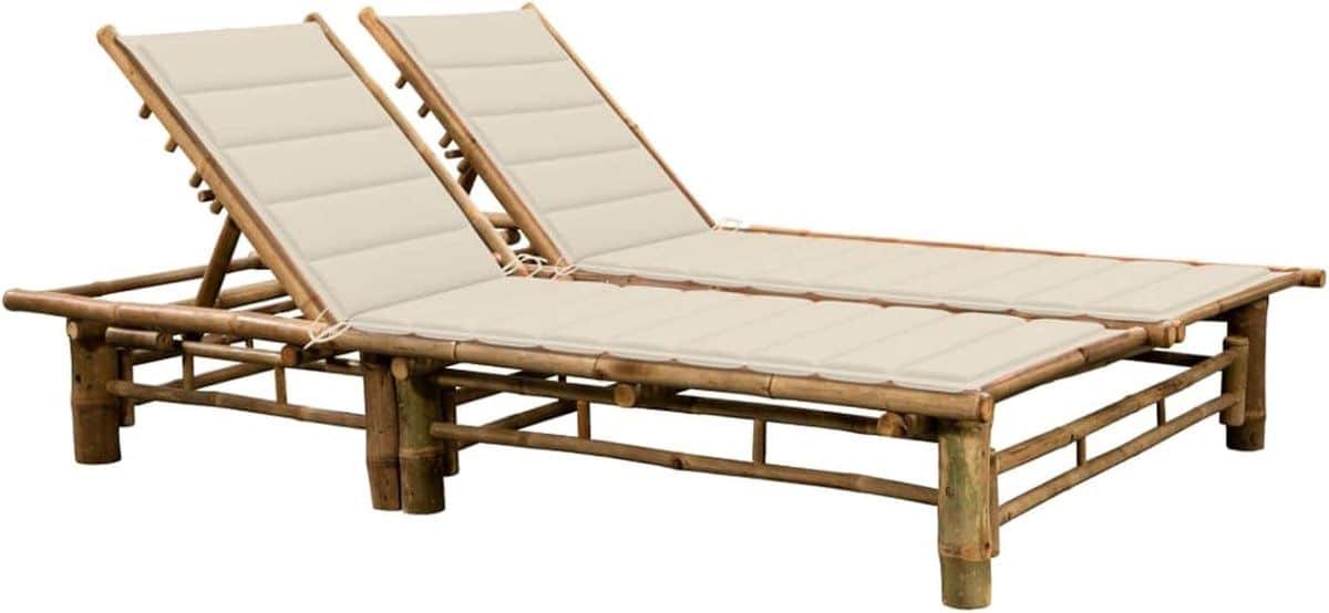 comfortbamboo duo luxe ligbed 2 persoons 200x140x35 cm met verstelbare rugleuningen