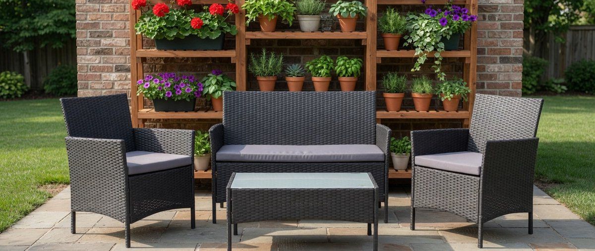 comfortzone polyrotan zitgroep zwart | loungeset 4 zits met bank