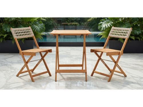 Compacte Luxe Bistroset 3-delig Beige - 3-delig Beige - Polyrattan