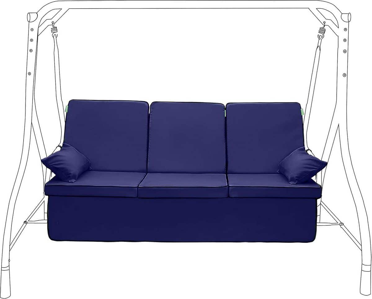 complete vervangende kussenset voor 3 zits schommelbank marineblauw