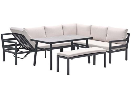 Corsica lounge-diningset - 4-dlg - rechts - carbon black
