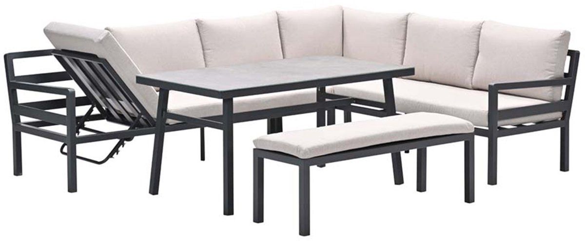 corsica lounge diningset 4 dlg rechts carbon black