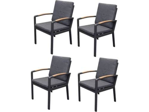 Costa Rica dining tuinstoel aluminium antraciet set van 4