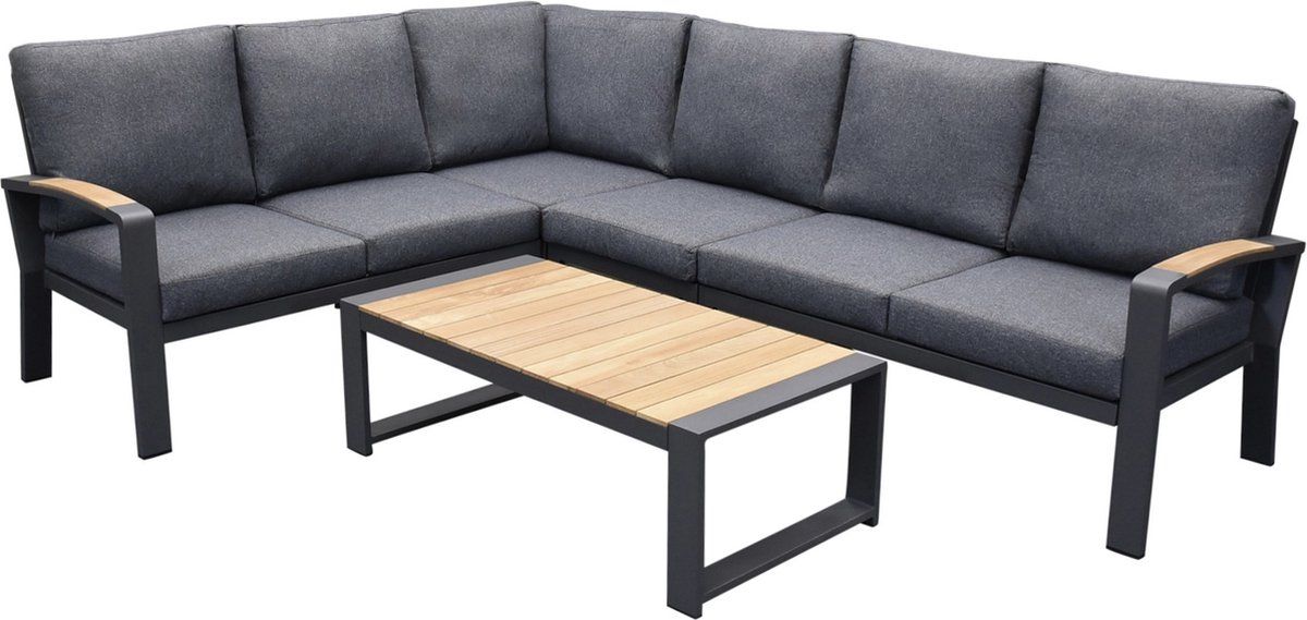 costa rica hoek loungeset 5 delig aluminium antraciet