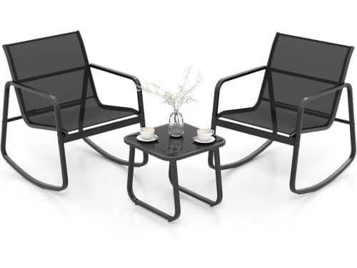 COSTWAY 3-delige tuinmeubelset, balkonset met 2 stoelen en tafel