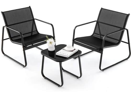 COSTWAY 3-delige tuinmeubelset, balkonset met 2 stoelen en tafel