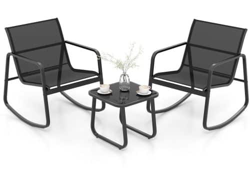 COSTWAY 3-delige tuinmeubelset, balkonset met 2 stoelen en tafel