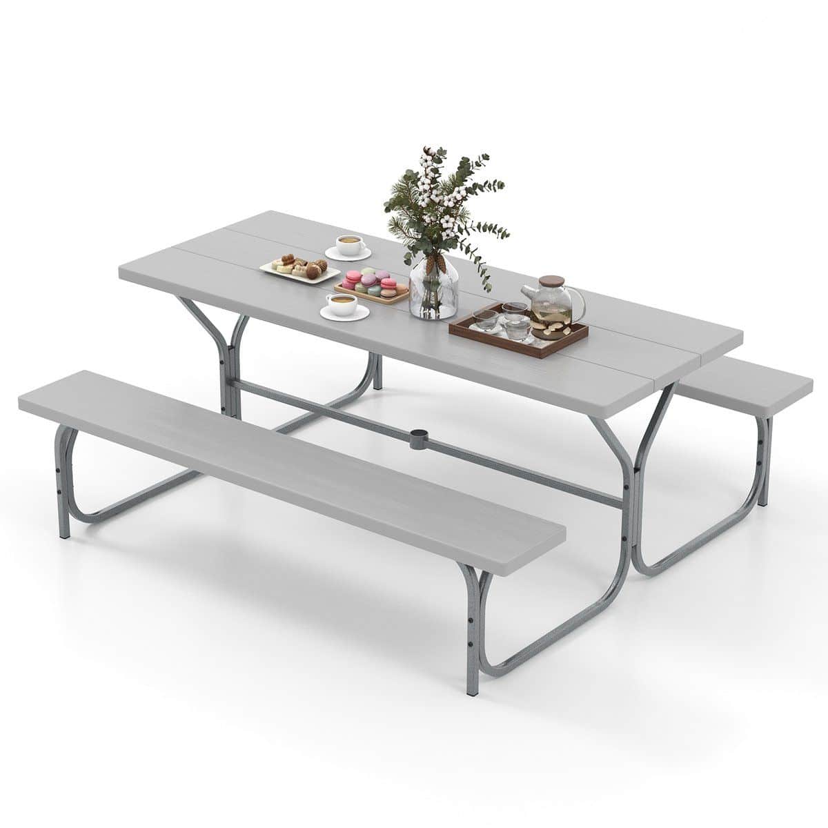 costway biertentgarnituur, 183 cm, biertafelset met weerbestendig hdpe
