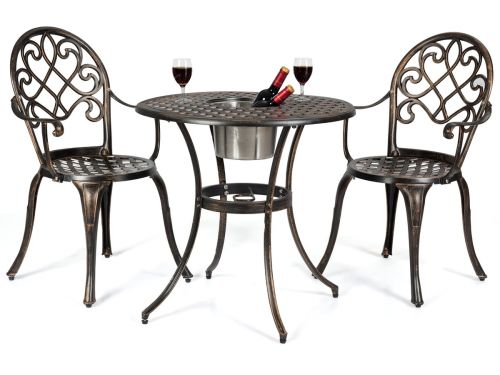 COSTWAY Bistroset met 2 stoelen & bijzettafel, ronde tafel met