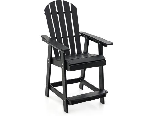 COSTWAY Hoge Adirondack stoel met voetensteun, weerbestendige barkruk van HDPE