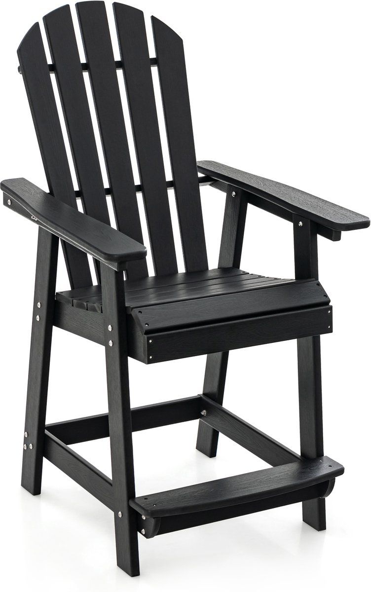 costway hoge adirondack stoel met voetensteun, weerbestendige barkruk van hdpe
