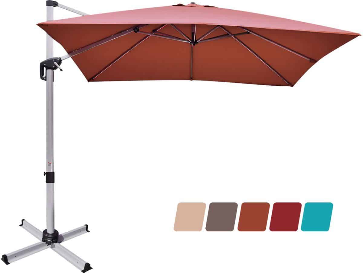 costway parasol, rechthoekig, 300 x 300 cm, grote zweefparasol met