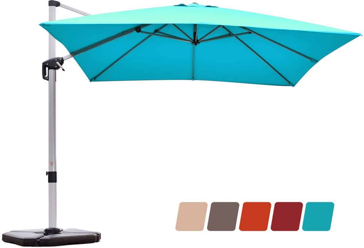 costway parasol, rechthoekig, 300 x 300 cm, grote zweefparasol met