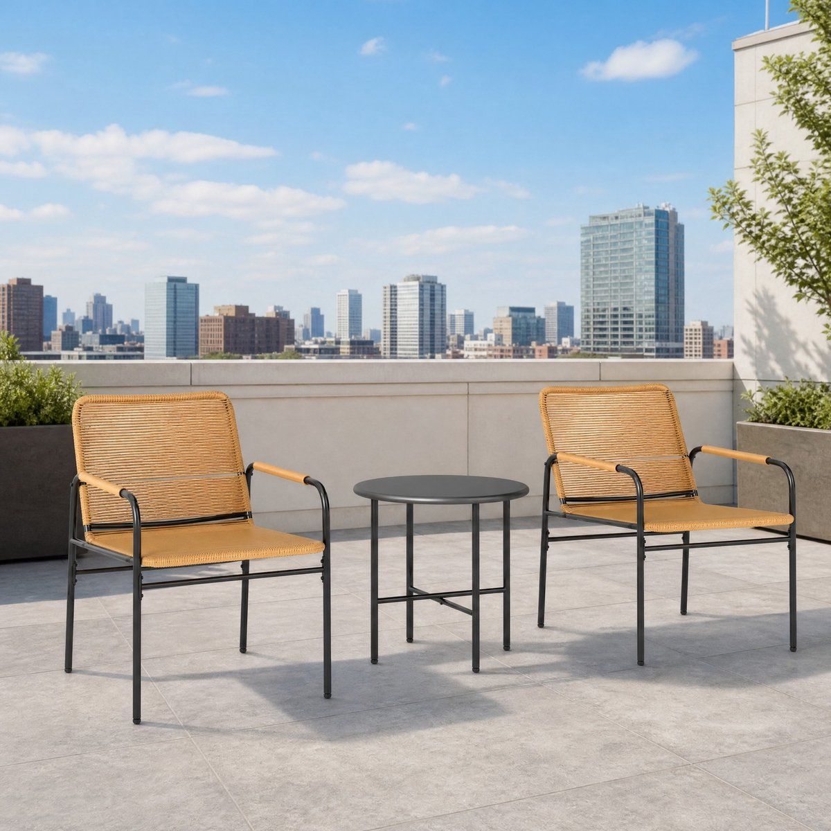 covreo bistroset 3 delig geel, stalen frame met 2 stoelen en