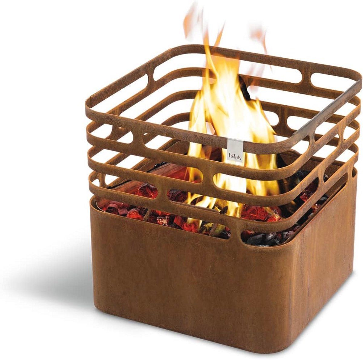 cube vuurschaal multifunctionele vuurkorf, grill en tafel van corten