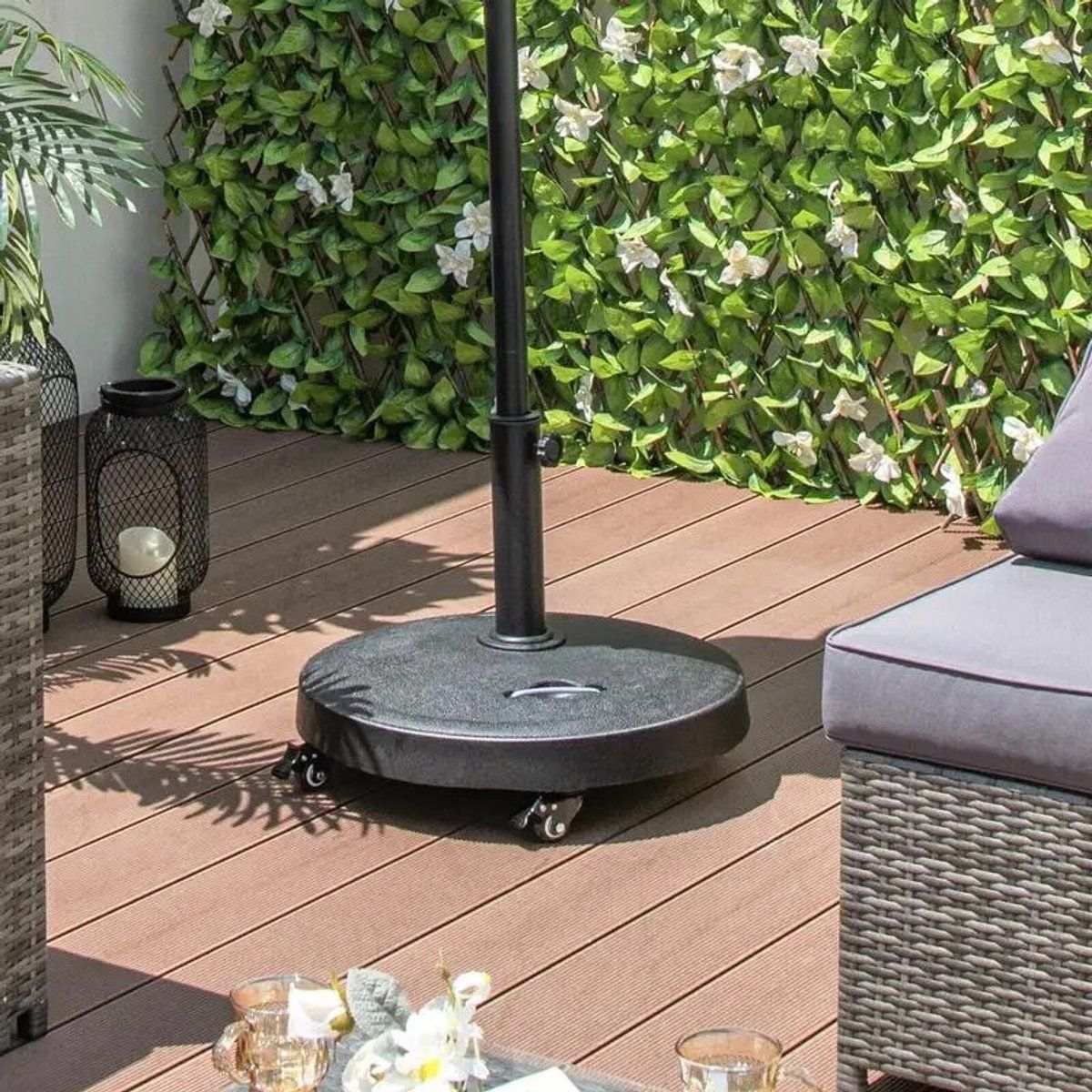 dailygoods 51lbs 20,5 inch parasolvoet voor buiten met wielen en