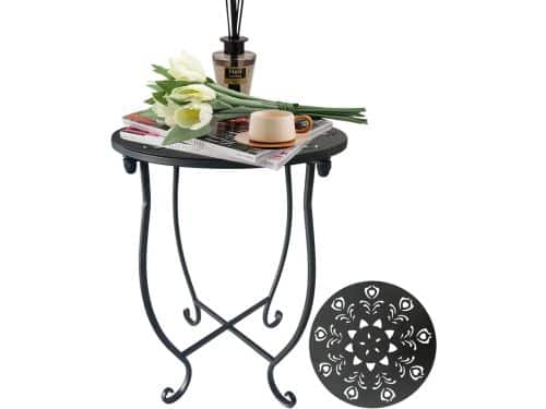 Dailygoods - Outdoor Bijzettafel met Bloemontwerp - Roestbestendig Metaal voor