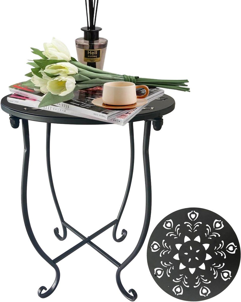 dailygoods outdoor bijzettafel met bloemontwerp roestbestendig metaal voor