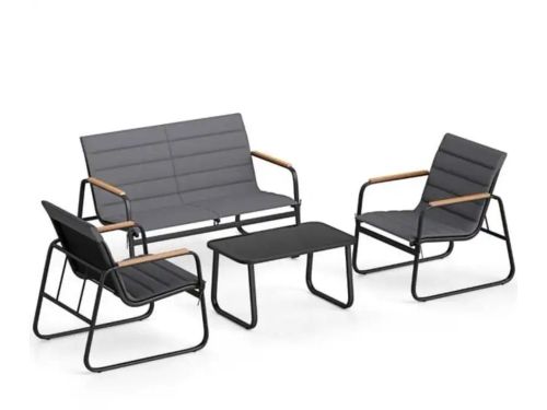 Dailygoods Tuinmeubelset met 2 stoelen, bank, tafel & kussens