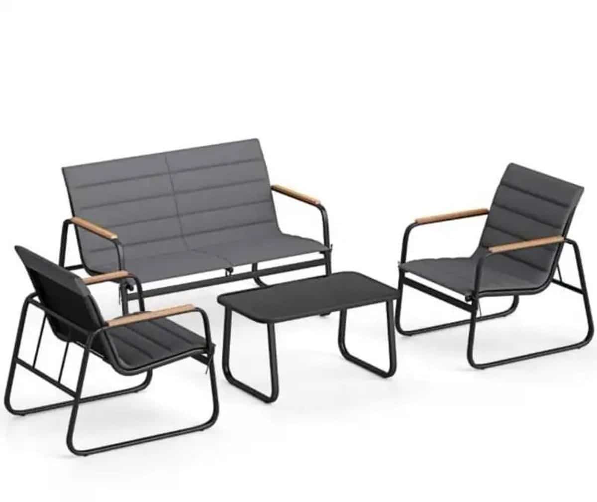 dailygoods tuinmeubelset met 2 stoelen, bank, tafel & kussens