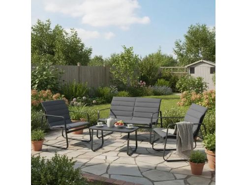Dailygoods Tuinmeubelset met 2 stoelen, bank, tafel & kussens
