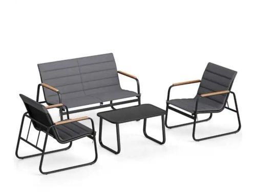 Dailygoods Tuinmeubelset met 2 stoelen, bank, tafel & kussens