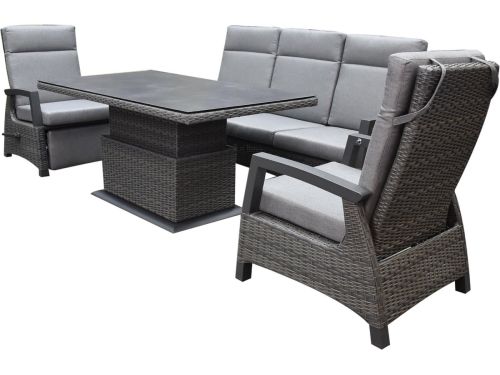 Dallas stoel bank dining loungeset 4 delig verstelbare tafel antraciet
