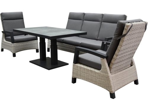Dallas stoel bank dining loungeset 4 delig verstelbare tafel grijs