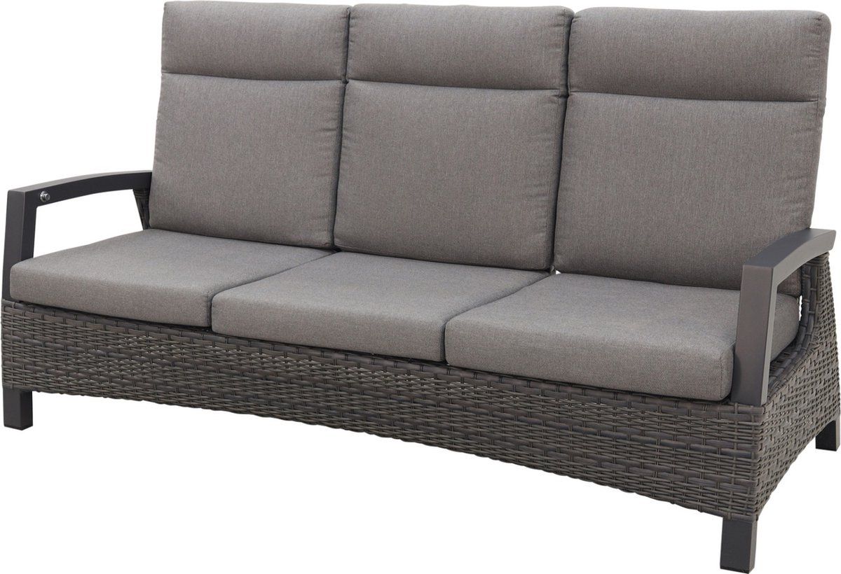 darwin wicker verstelbare 3 zits loungebank antraciet