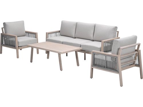 Decala aluminium loungeset - 4-delig - licht eikenlook