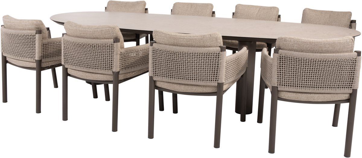denia savanne dining tuinset 290x110xh75 cm 9 delig keramiek terre
