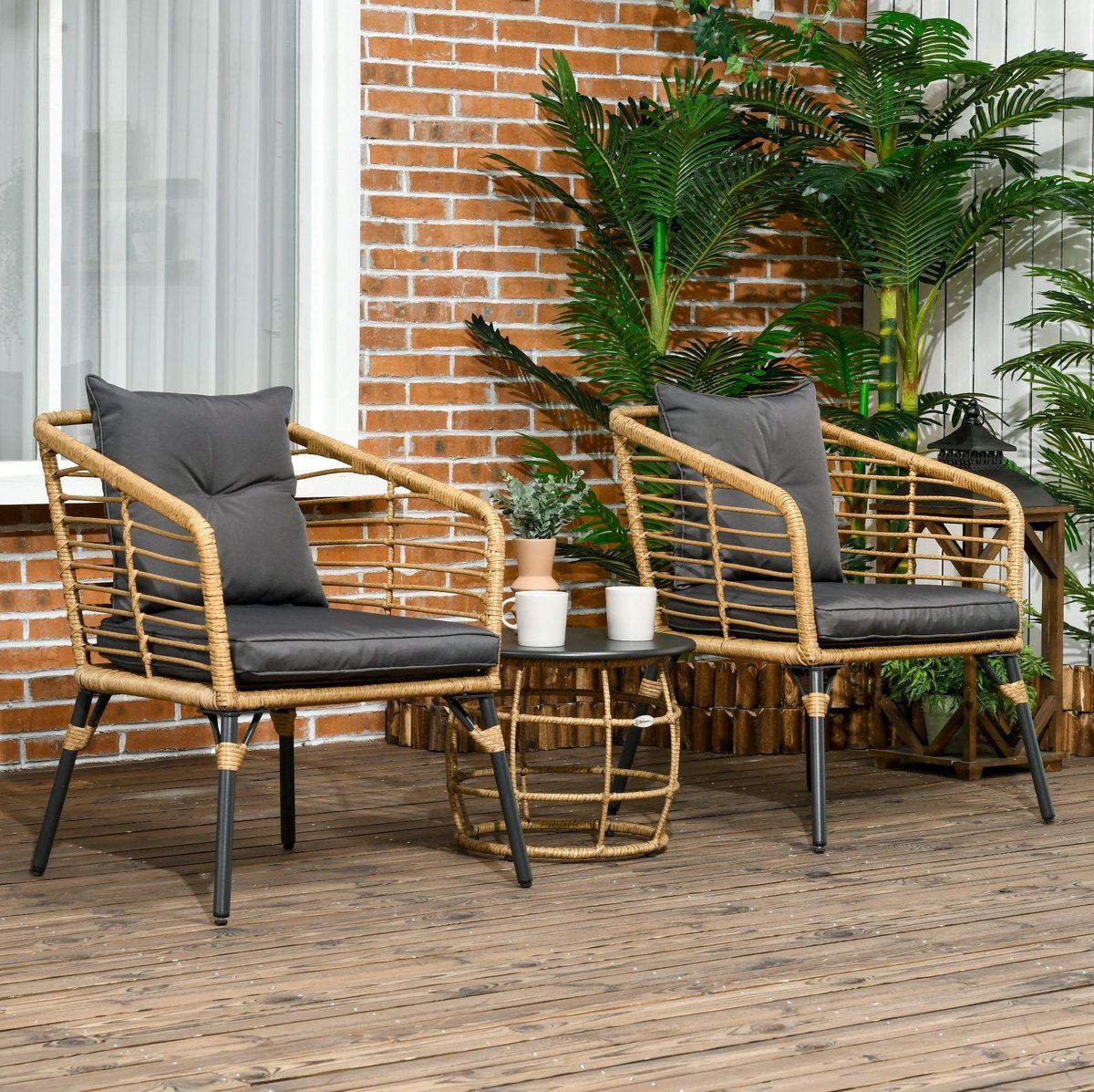 desmiu bistroset 3 delig 2 stoelen en salontafel met kussens